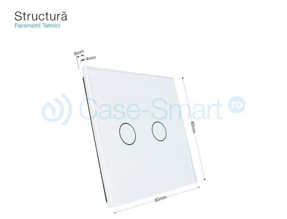 Panou intrerupator dublu cu touch Livolo din sticla — imaginea 3