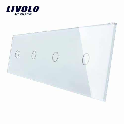 Panou 4 intrerupatoare simple cu touch Livolo din sticla — imaginea 1
