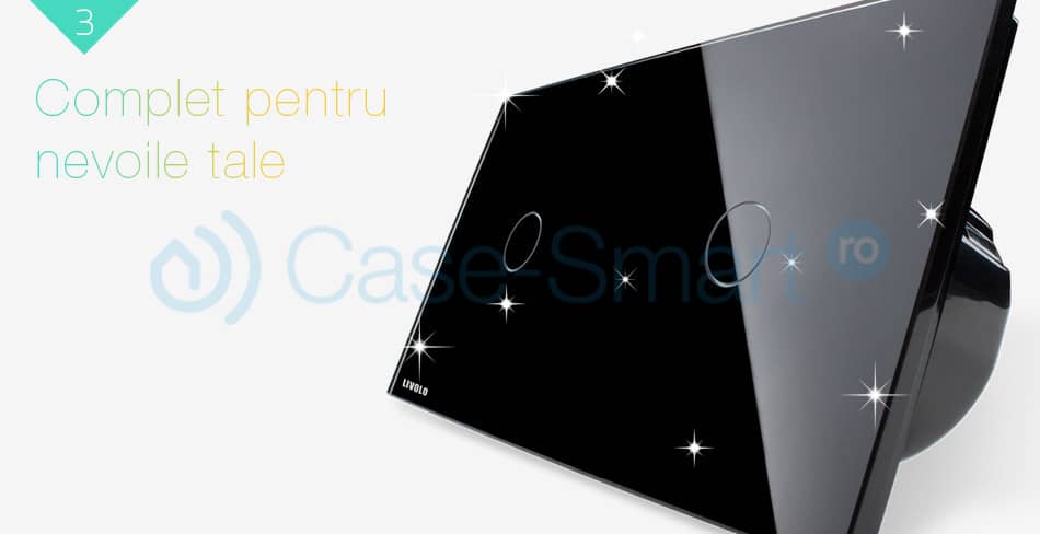Panou intrerupator simplu+simplu cu touch Livolo din sticla — imaginea 2
