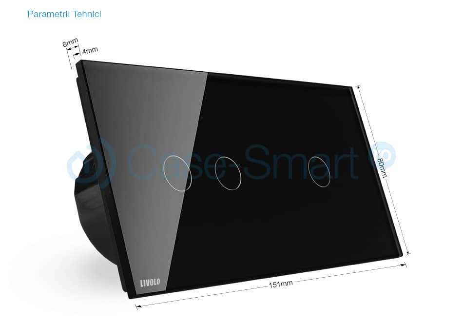 Panou intrerupator dublu + simplu cu touch Livolo din sticla — imaginea 2