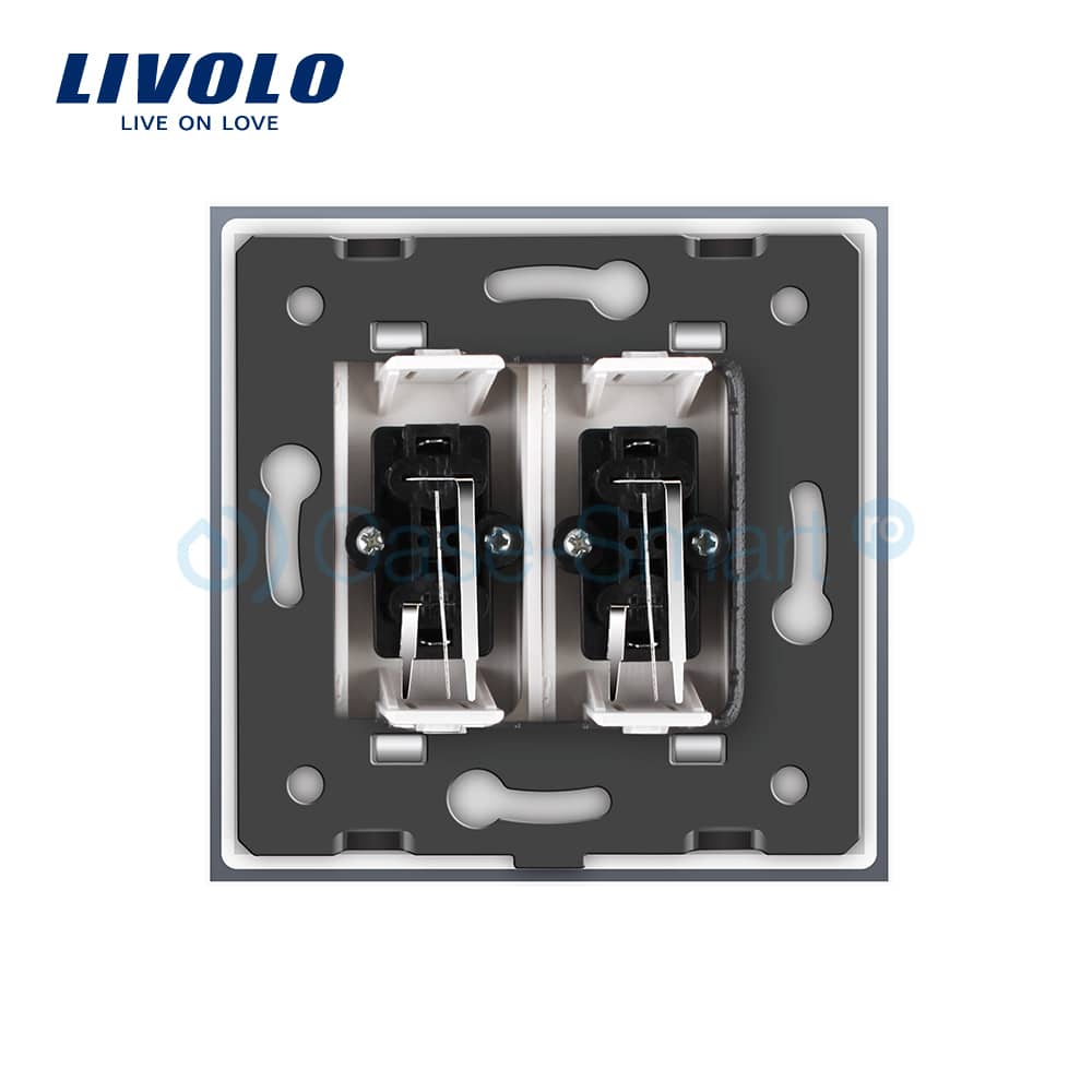 Priza dubla audio Livolo cu rama din sticla — imaginea 4