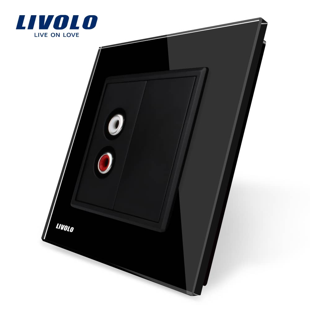 Priza simpla audio Livolo cu rama din sticla