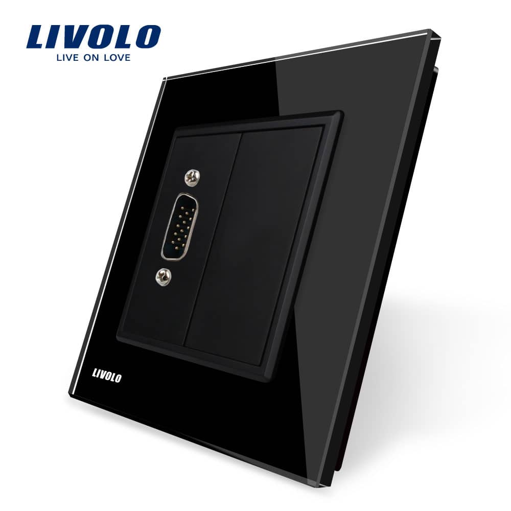 Priza cu mufa VGA tata 15 pini Livolo cu rama din sticla