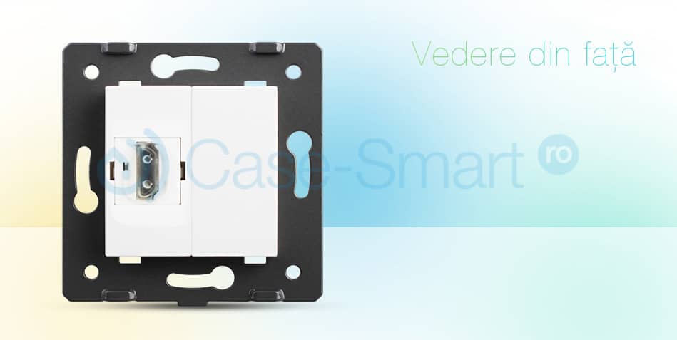 Priza simpla HDMI Livolo cu rama din sticla — imaginea 2