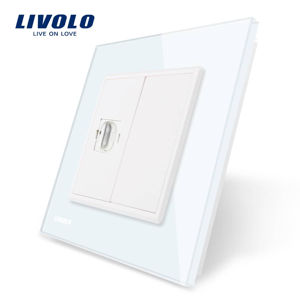 Priza simpla HDMI Livolo cu rama din sticla