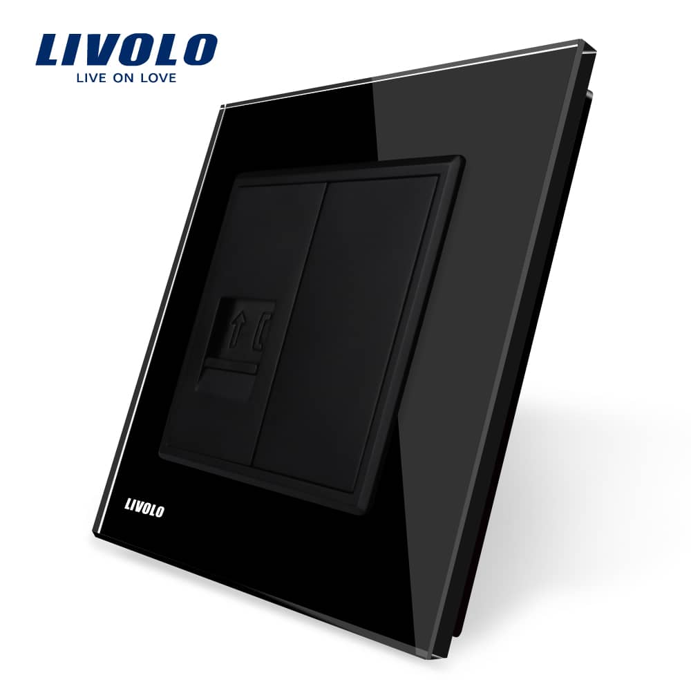 Priza simpla Telefon Livolo cu rama din sticla