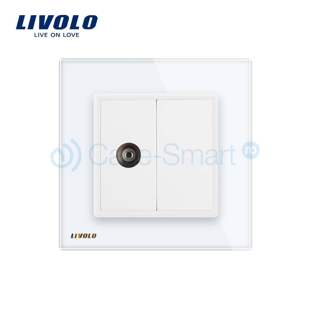 Priza simpla TV Livolo cu rama din sticla — imaginea 2