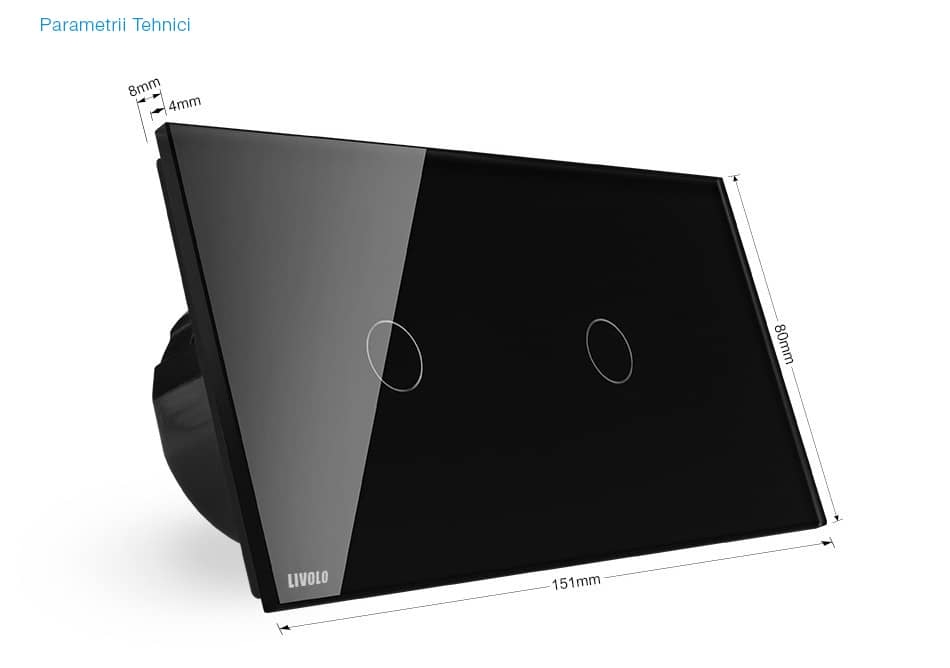 Panou intrerupator simplu+simplu cu touch Livolo din sticla — imaginea 3