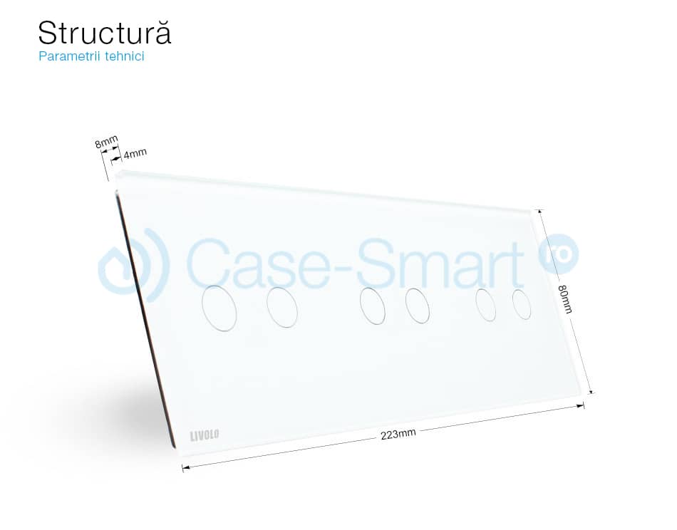 Panou intrerupator dublu+dublu+dublu cu touch Livolo din sticla — imaginea 2