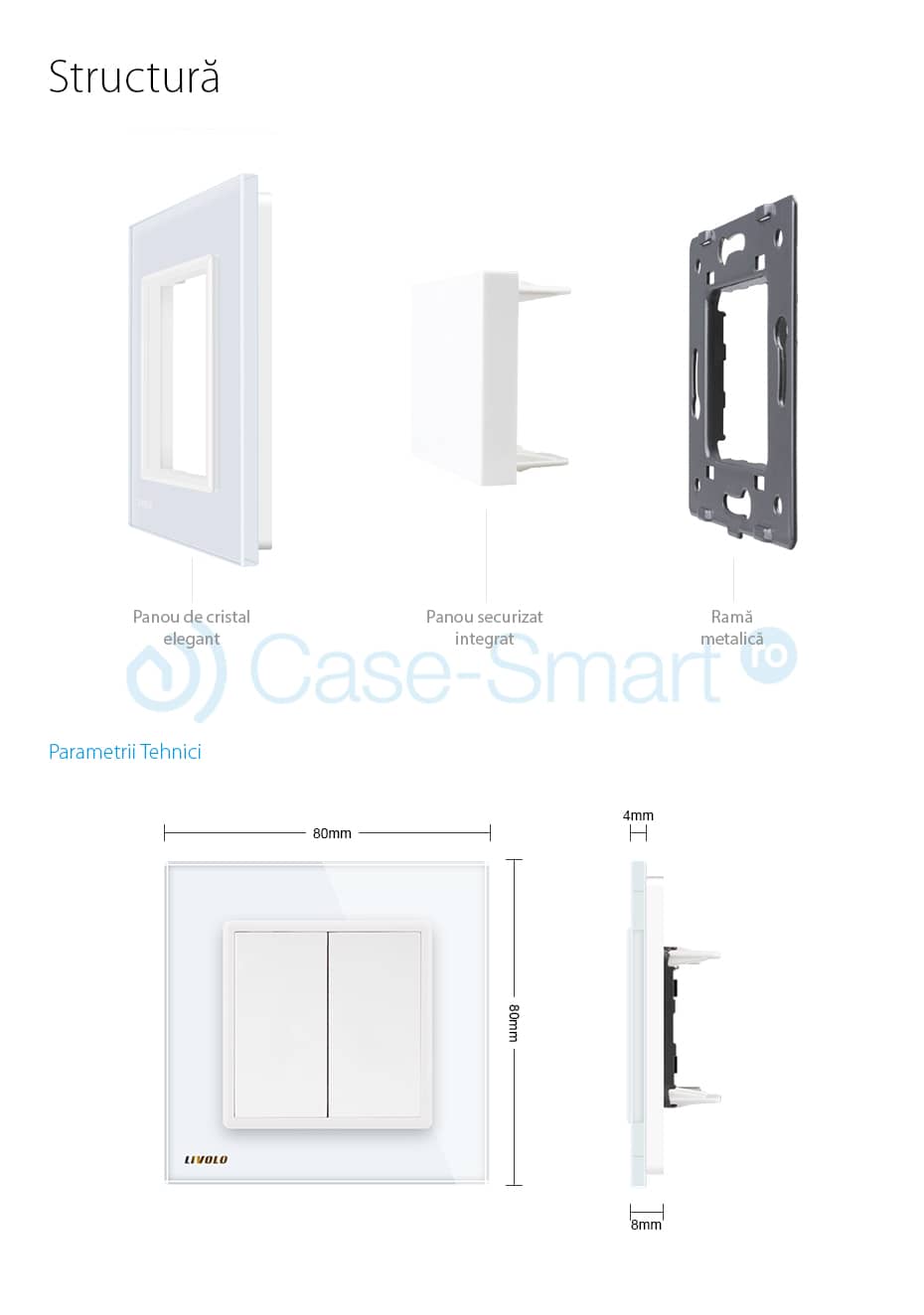 Priza blank/goala Livolo cu rama din sticla — imaginea 3