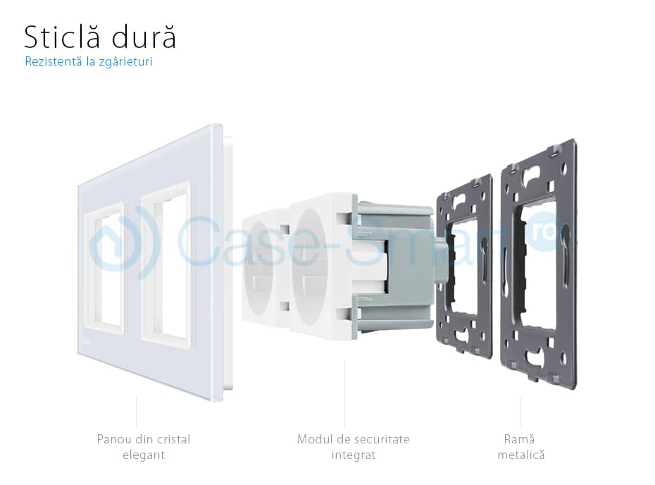 Rama priza dubla Livolo din sticla — imaginea 3