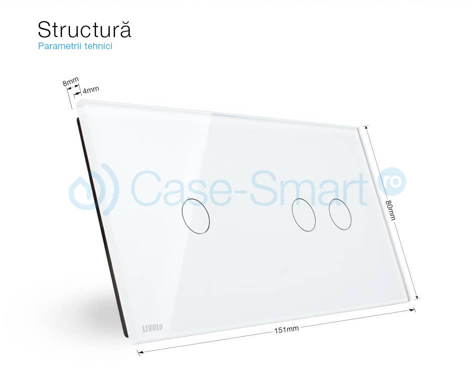 Panou intrerupator simplu+dublu cu touch Livolo din sticla — imaginea 4