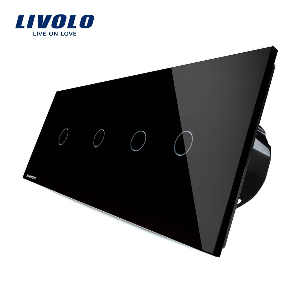 Intrerupator LIVOLO cu touch din sticla cu 4 intrerupatoare simple