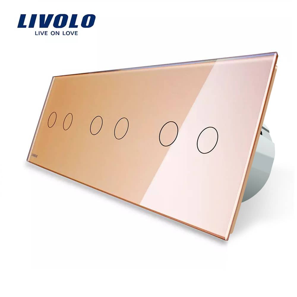 Intrerupator dublu+dublu+dublu cu touch Livolo din sticla