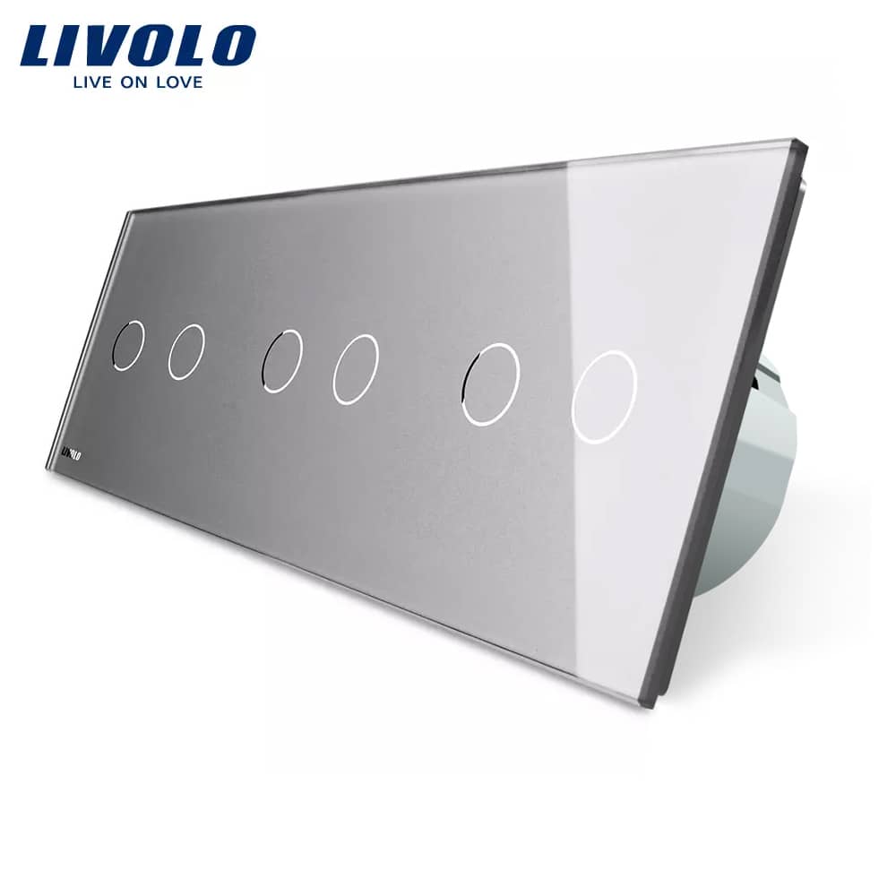 Intrerupator dublu+dublu+dublu cu touch Livolo din sticla