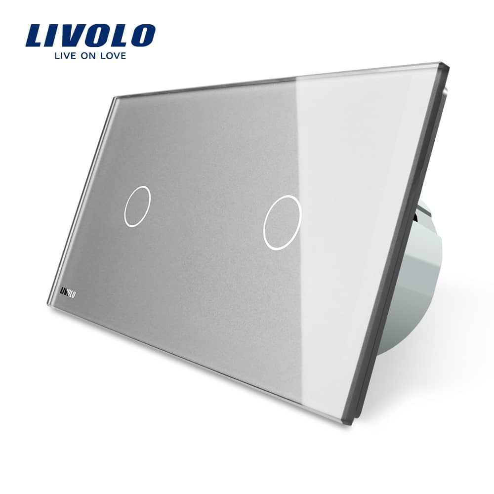 Intrerupator simplu + simplu cu touch Livolo din sticla — imaginea 1
