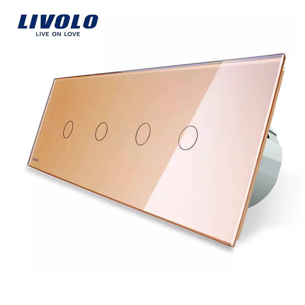 Intrerupator LIVOLO cu touch din sticla cu 4 intrerupatoare simple