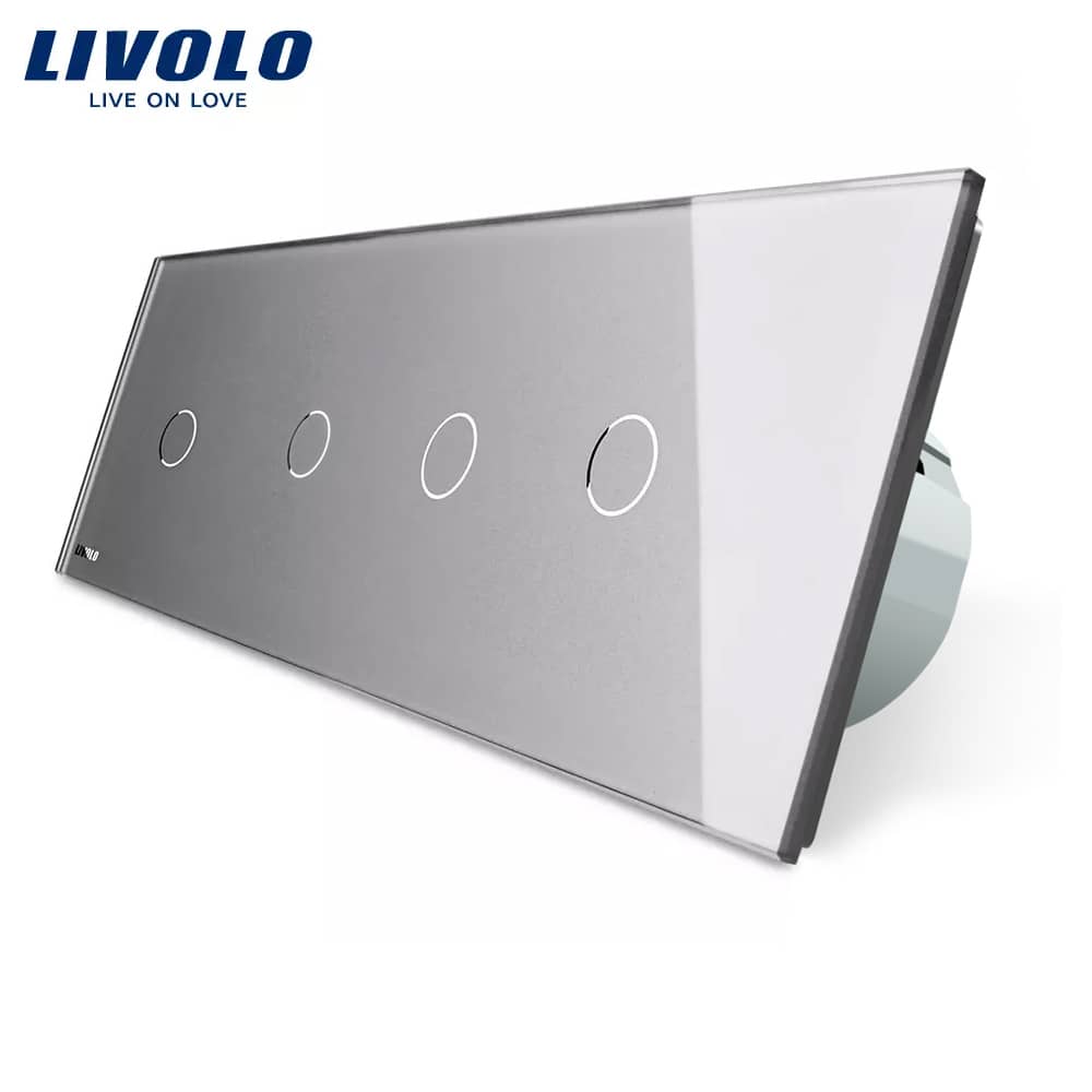 Intrerupator LIVOLO cu touch din sticla cu 4 intrerupatoare simple