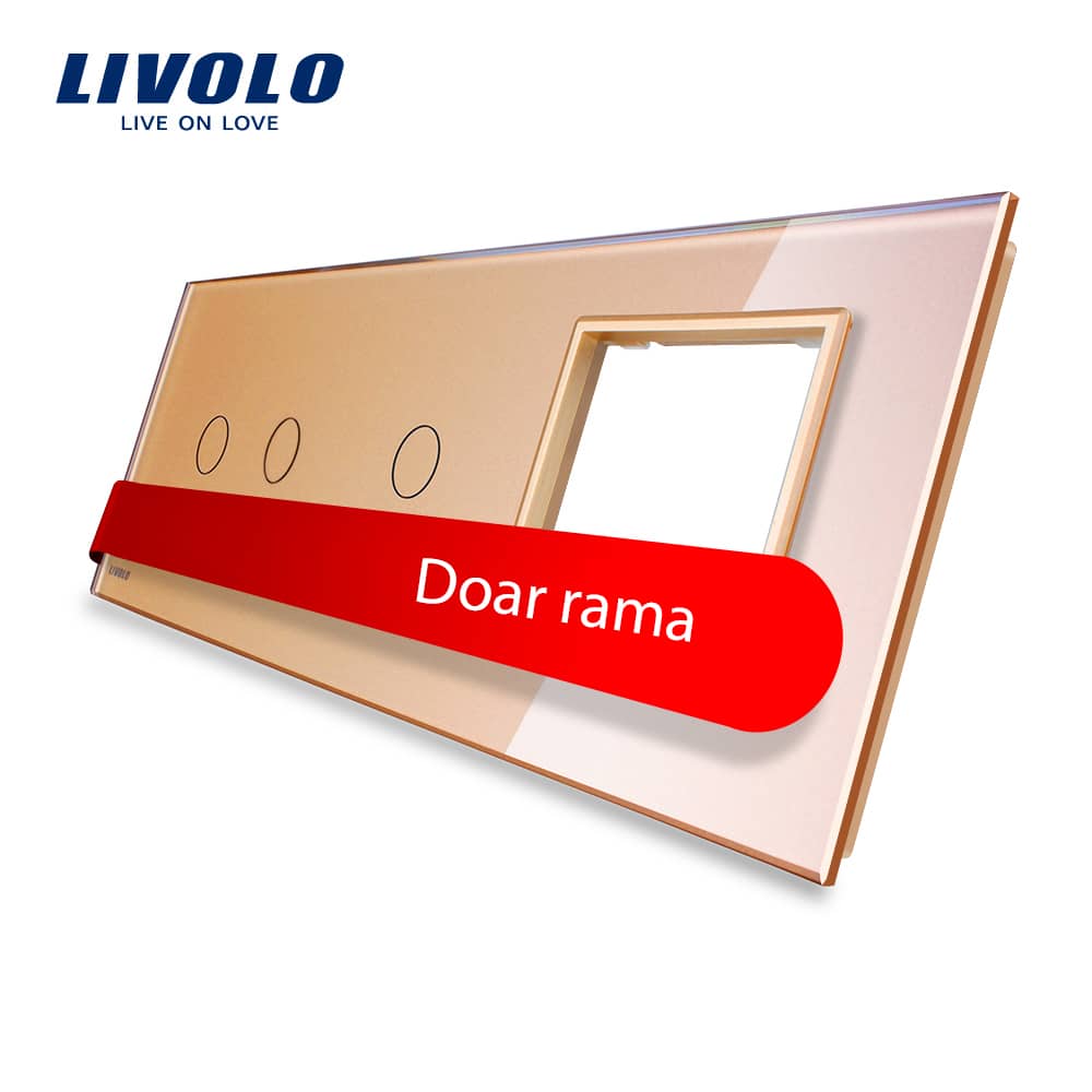 Panou intrerupator dublu+simplu+ priza Livolo din sticla