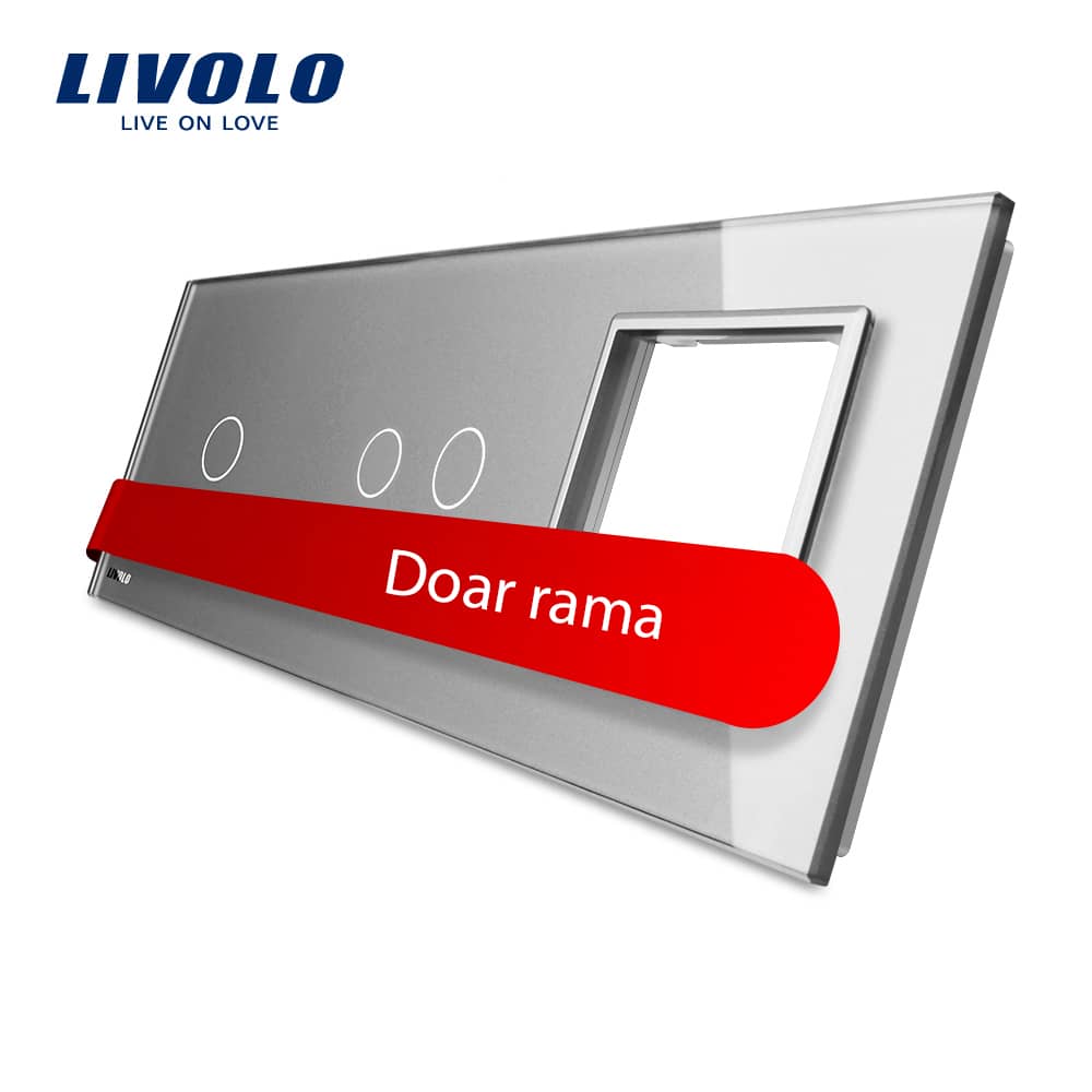 Panou intrerupator simplu+dublu+ priza Livolo din sticla