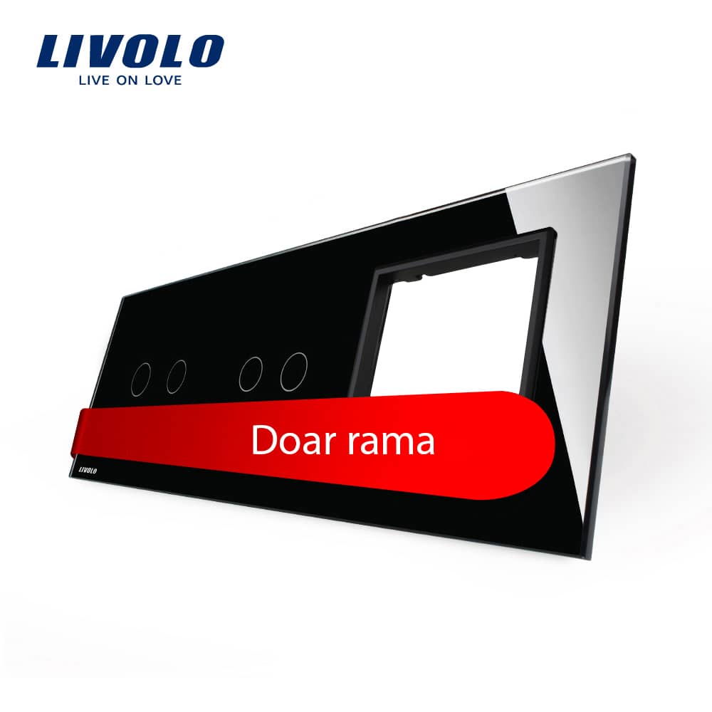 Panou intrerupator dublu+dublu+ priza Livolo din sticla