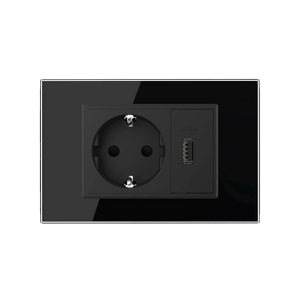 Priza simpla cu USB Livolo standard italian — imaginea 2