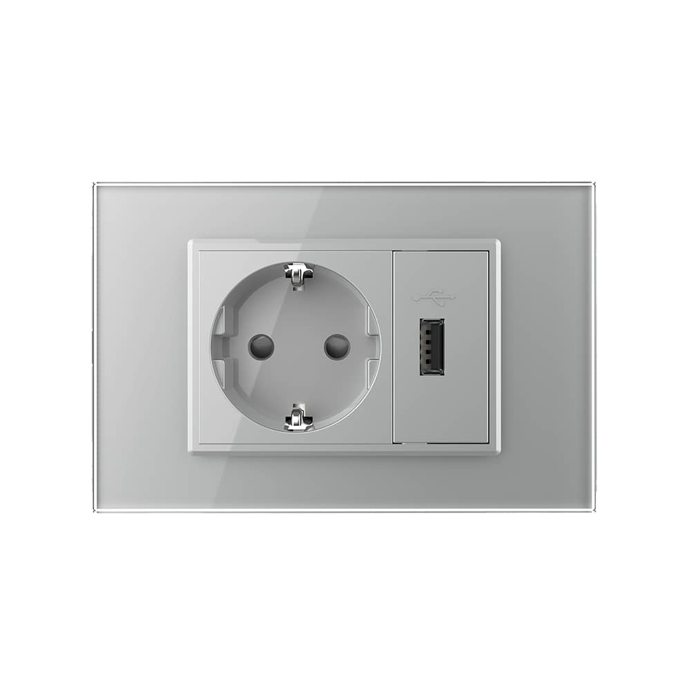 Priza simpla cu USB Livolo standard italian — imaginea 2
