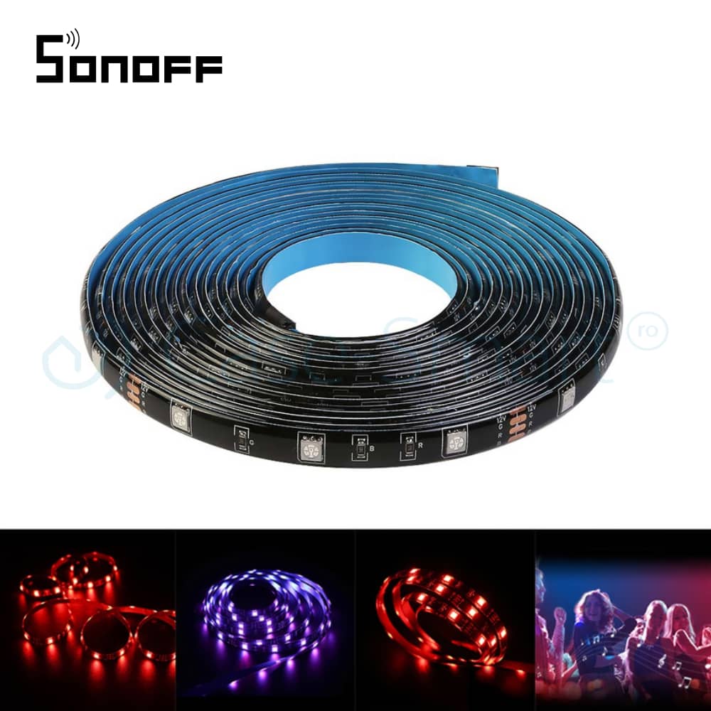 Banda inteligenta Wireless Light Strip LED RGB Sonoff L1, Lungime 2 m, Telecomanda inclusa, Control vocal, Control de pe telefonul mobil — imaginea 3