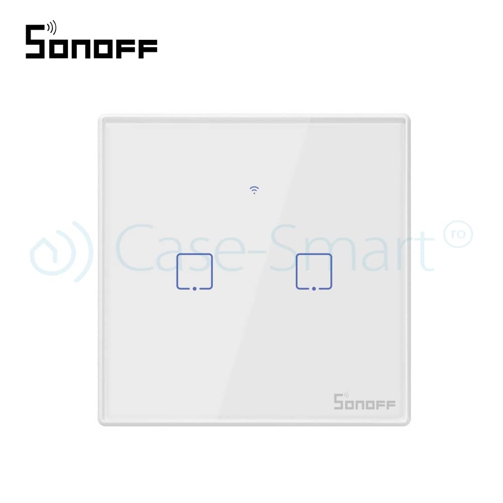 Intrerupator dublu cu touch Sonoff T2EU2C, Wi-Fi + RF, Control de pe telefonul mobil — imaginea 2