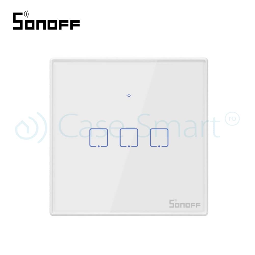 Intrerupator triplu cu touch Sonoff T2EU3C, Wi-Fi + RF, Control de pe telefonul mobil — imaginea 2