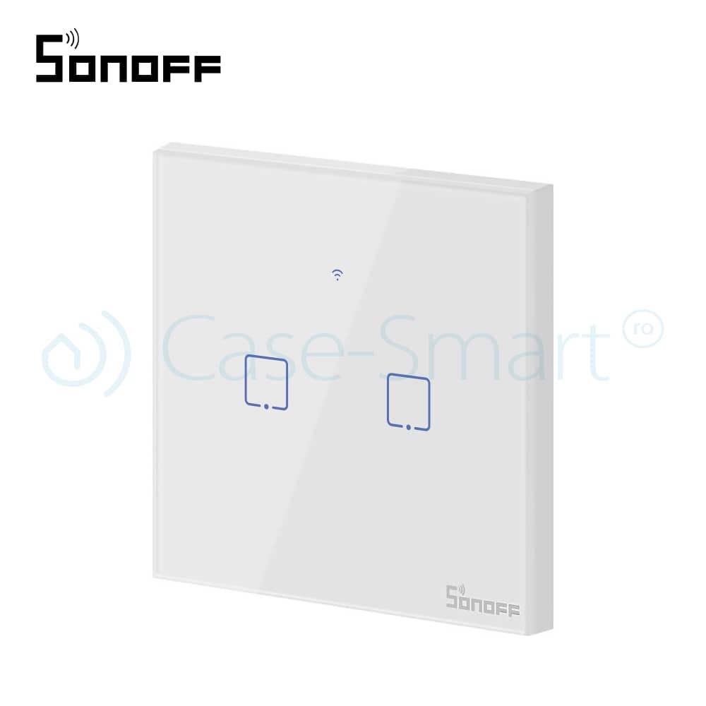 Intrerupator dublu cu touch Sonoff T1EU2C, Wi-Fi + RF, Control de pe telefonul mobil — imaginea 3