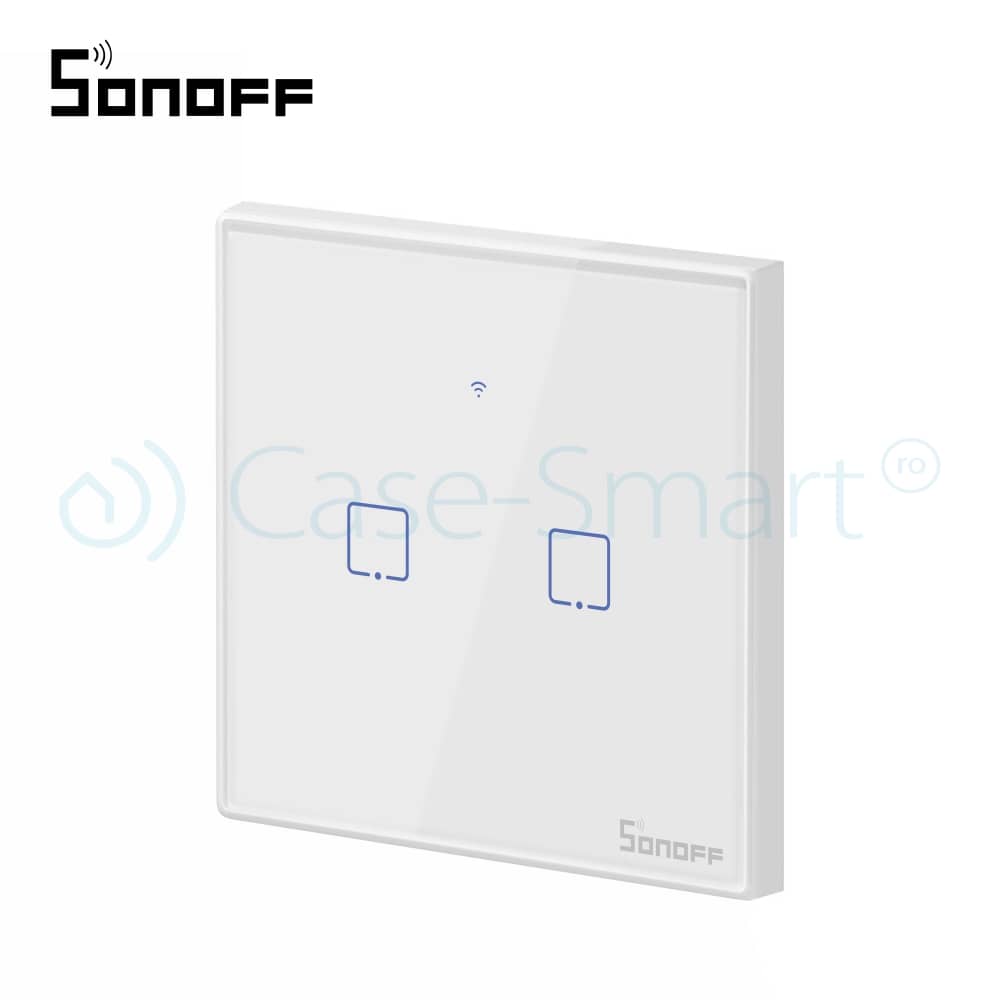 Intrerupator dublu cu touch Sonoff T2EU2C, Wi-Fi + RF, Control de pe telefonul mobil — imaginea 3
