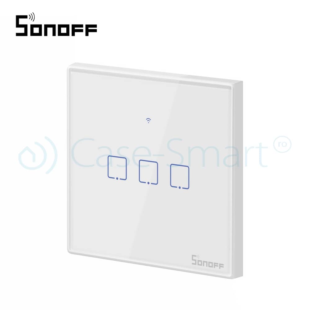 Intrerupator triplu cu touch Sonoff T2EU3C, Wi-Fi + RF, Control de pe telefonul mobil — imaginea 3