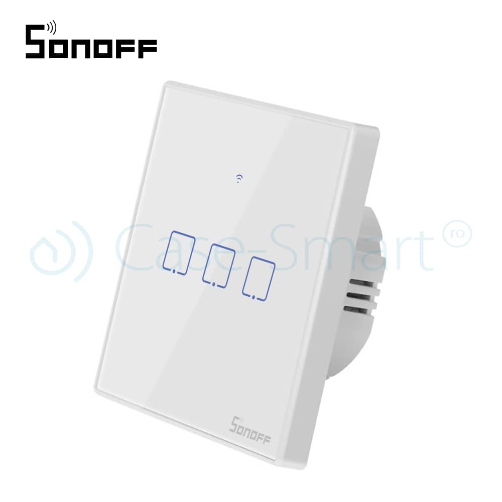 Intrerupator triplu cu touch Sonoff T2EU3C, Wi-Fi + RF, Control de pe telefonul mobil — imaginea 4