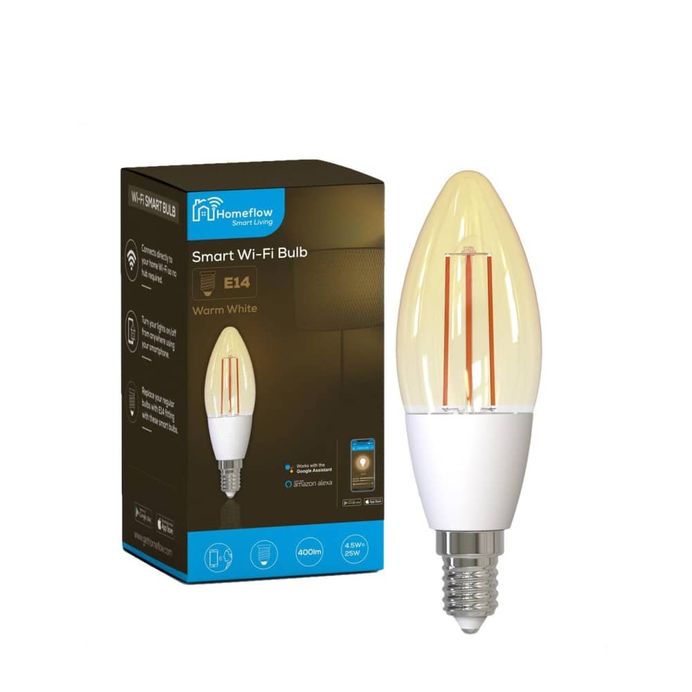 Bec inteligent LED Wireless Homeflow B-5007, E14, 4.5W (25W), 400lm, dimabil, filament, lumina calda, Control de pe telefonul mobil — imaginea 2