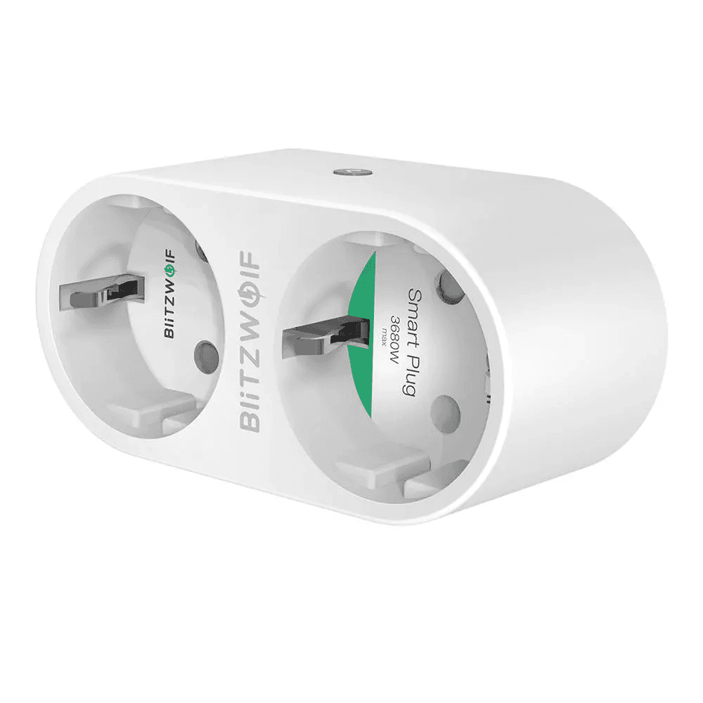Priza dubla BlitzWolf BW-SHP7, Alb, Wi-Fi, Smart, 3680W, 16A, Monitorizare consum, Compatibil cu Alexa, Google Home & IFTTT — imaginea 1