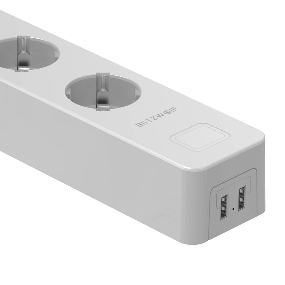 Prelungitor inteligent Blitzwolf BW-SHP9, 3 prize si 2 porturi USB, 3300W, 15A, Control de pe telefonul mobil — imaginea 3