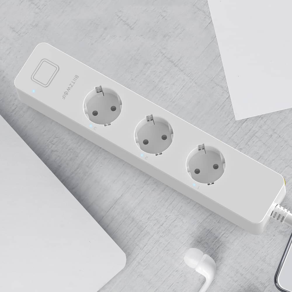 Prelungitor inteligent Blitzwolf BW-SHP9, 3 prize si 2 porturi USB, 3300W, 15A, Control de pe telefonul mobil — imaginea 4