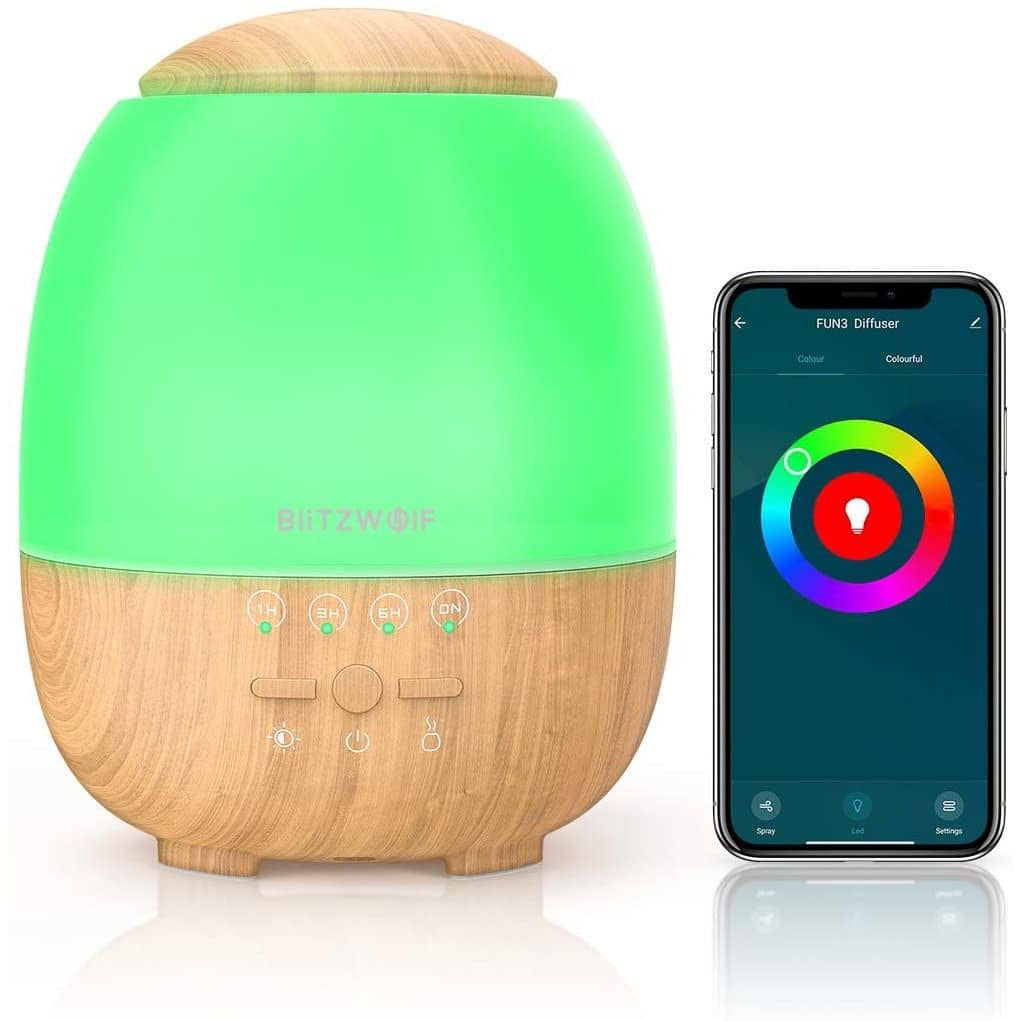 Umidificator cu ultrasunete si lampa LED, BlitzWolf BW-FUN3, Smart, Wi-Fi, 400mL, Compatibil cu Amazon Alexa si Google Assistant — imaginea 5