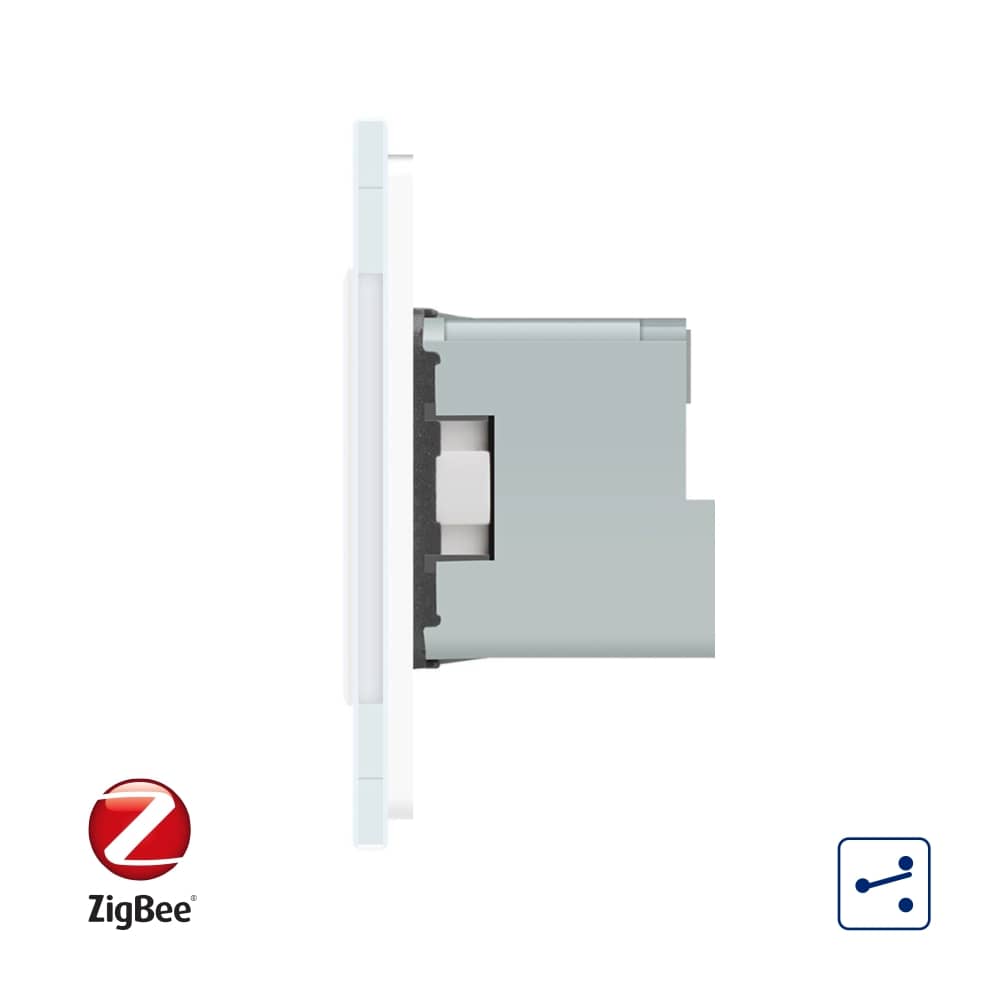 Intrerupator dublu cap scara / cap cruce, ZigBee + priza simpla Livolo ZigBee, rama din sticla, Control de pe telefon — imaginea 2