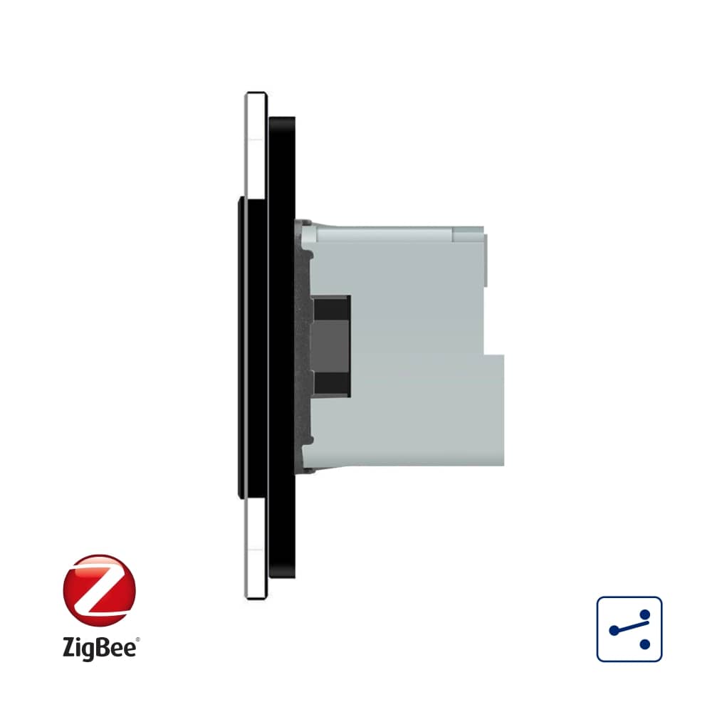 Intrerupator LIVOLO simplu ZigBee cap scara / cap cruce cu touch si 2 prize ZigBee din sticla, Control de pe telefon — imaginea 2