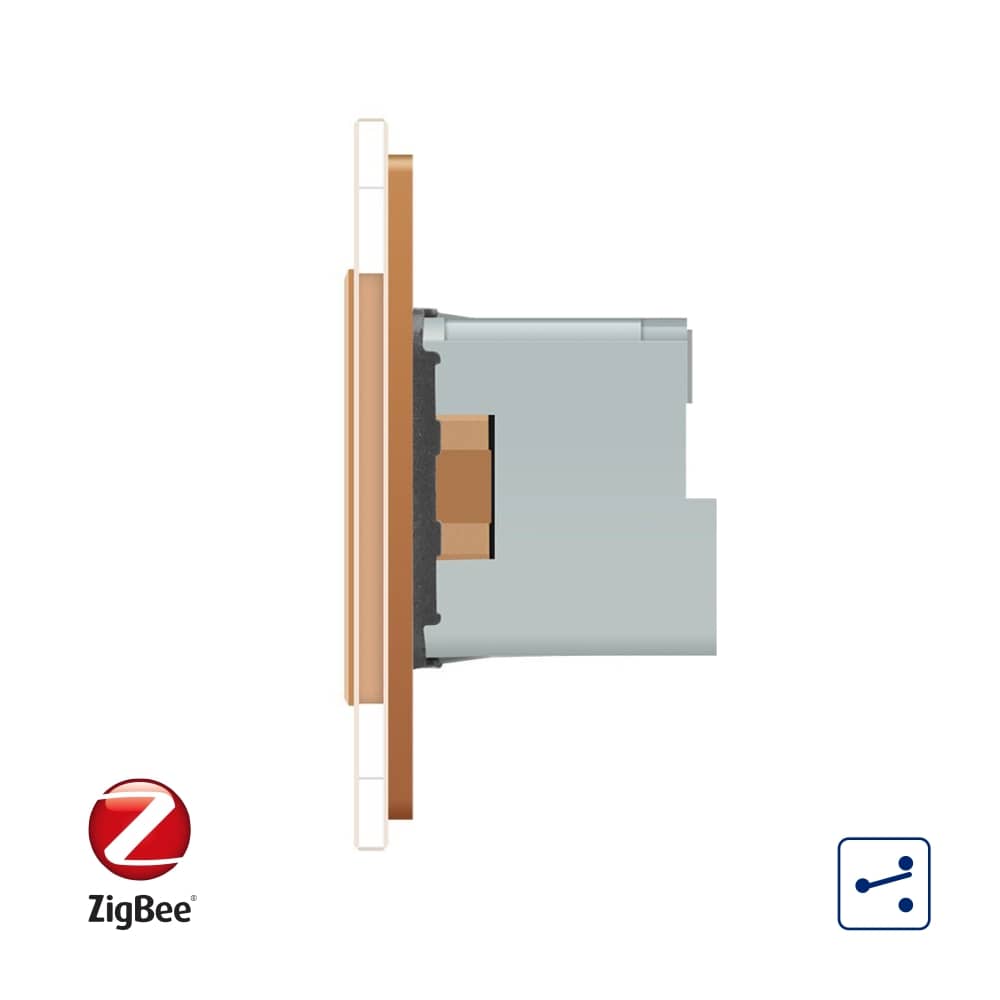Intrerupator simplu cap scara / cap cruce ZigBee + priza simpla Livolo ZigBee, Rama din sticla, Control de pe telefon — imaginea 2