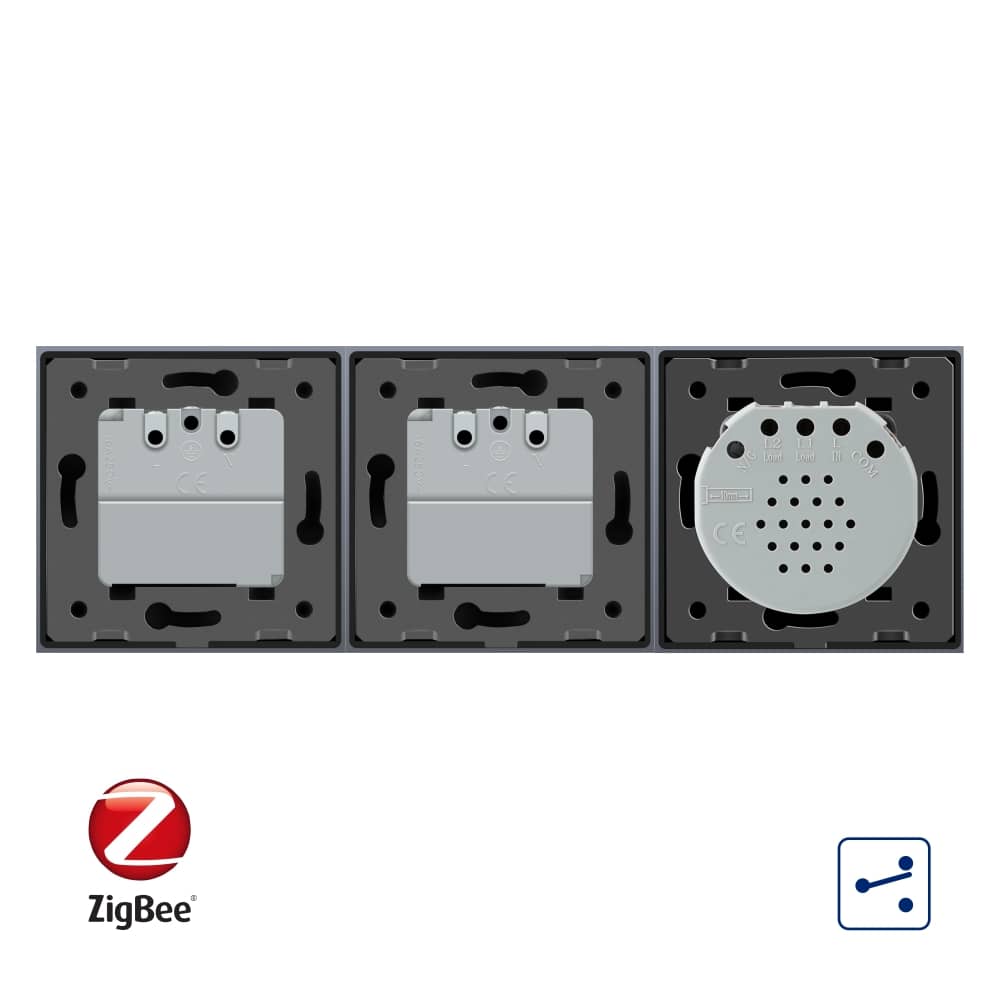 Intrerupator LIVOLO simplu ZigBee cap scara / cap cruce cu touch si 2 prize ZigBee din sticla, Control de pe telefon — imaginea 3