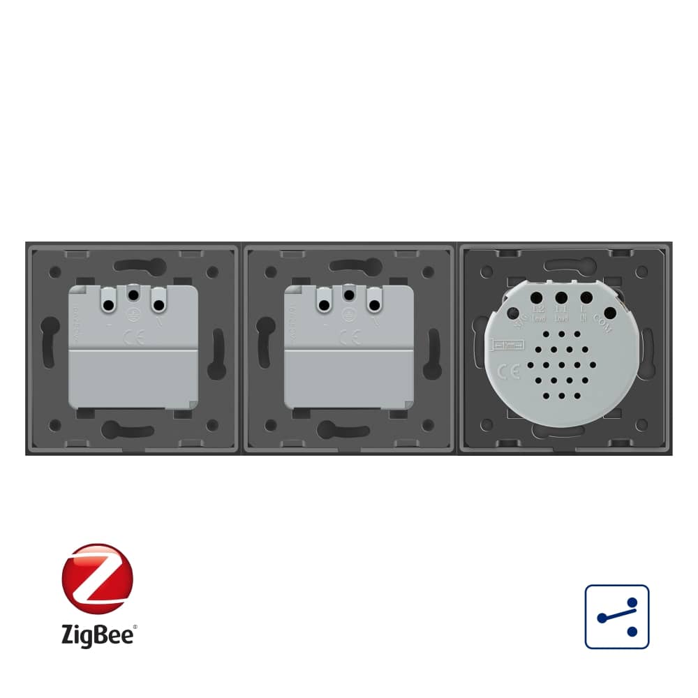 Intrerupator LIVOLO simplu ZigBee cap scara / cap cruce cu touch si 2 prize ZigBee din sticla, Control de pe telefon — imaginea 3
