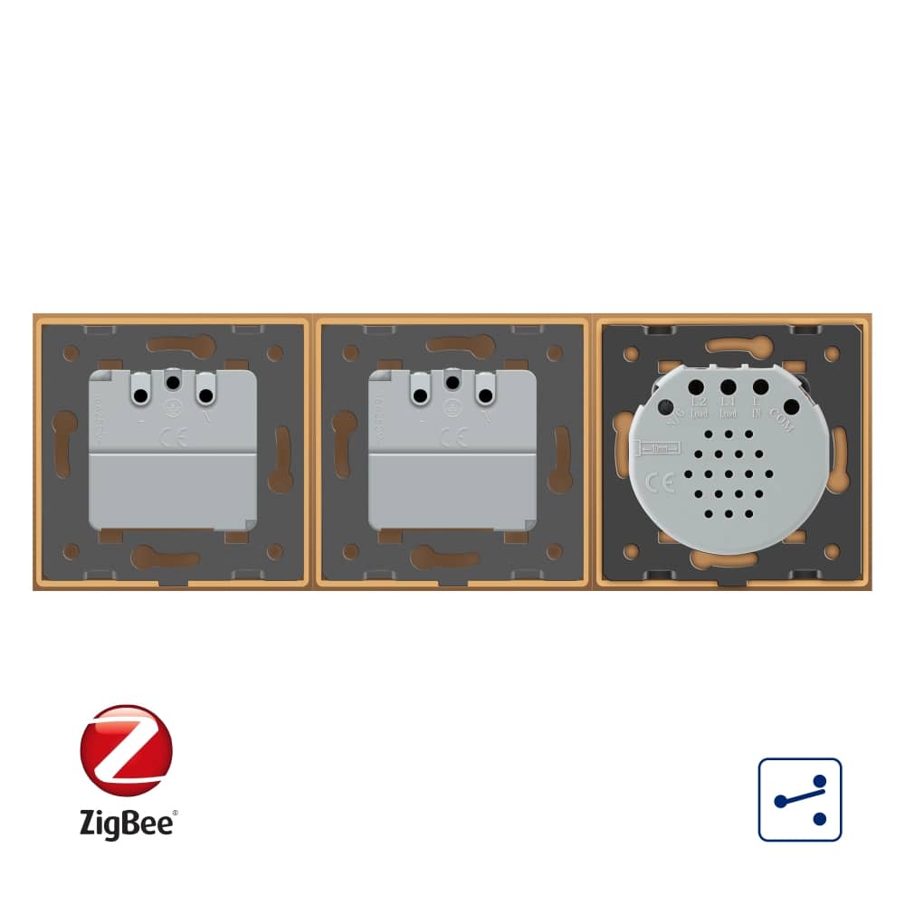 Intrerupator LIVOLO simplu ZigBee cap scara / cap cruce cu touch si 2 prize ZigBee din sticla, Control de pe telefon — imaginea 3