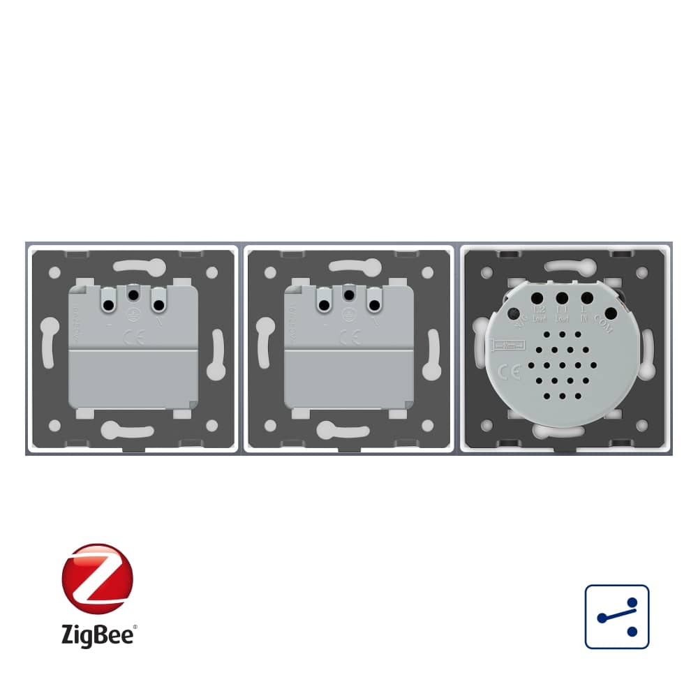 Intrerupator LIVOLO simplu ZigBee cap scara / cap cruce cu touch si 2 prize ZigBee din sticla, Control de pe telefon — imaginea 3