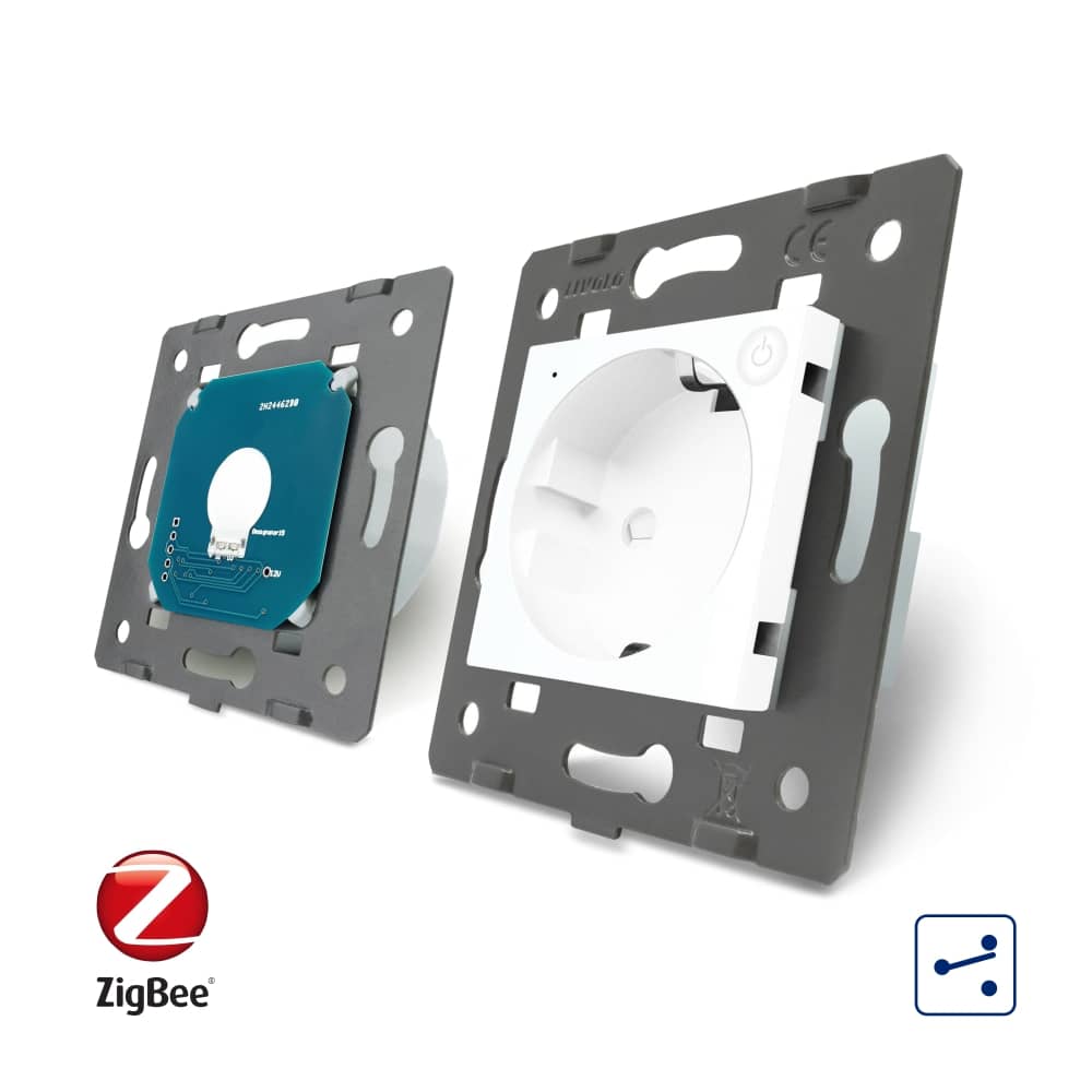 Intrerupator simplu cap scara / cap cruce ZigBee + priza simpla Livolo ZigBee, Rama din sticla, Control de pe telefon — imaginea 4