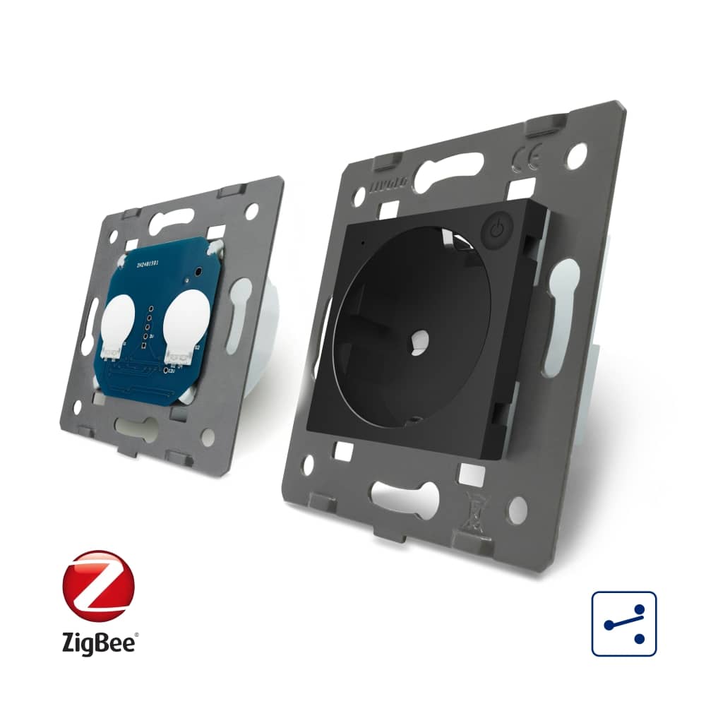 Intrerupator dublu cap scara / cap cruce, ZigBee + priza simpla Livolo ZigBee, rama din sticla, Control de pe telefon — imaginea 4