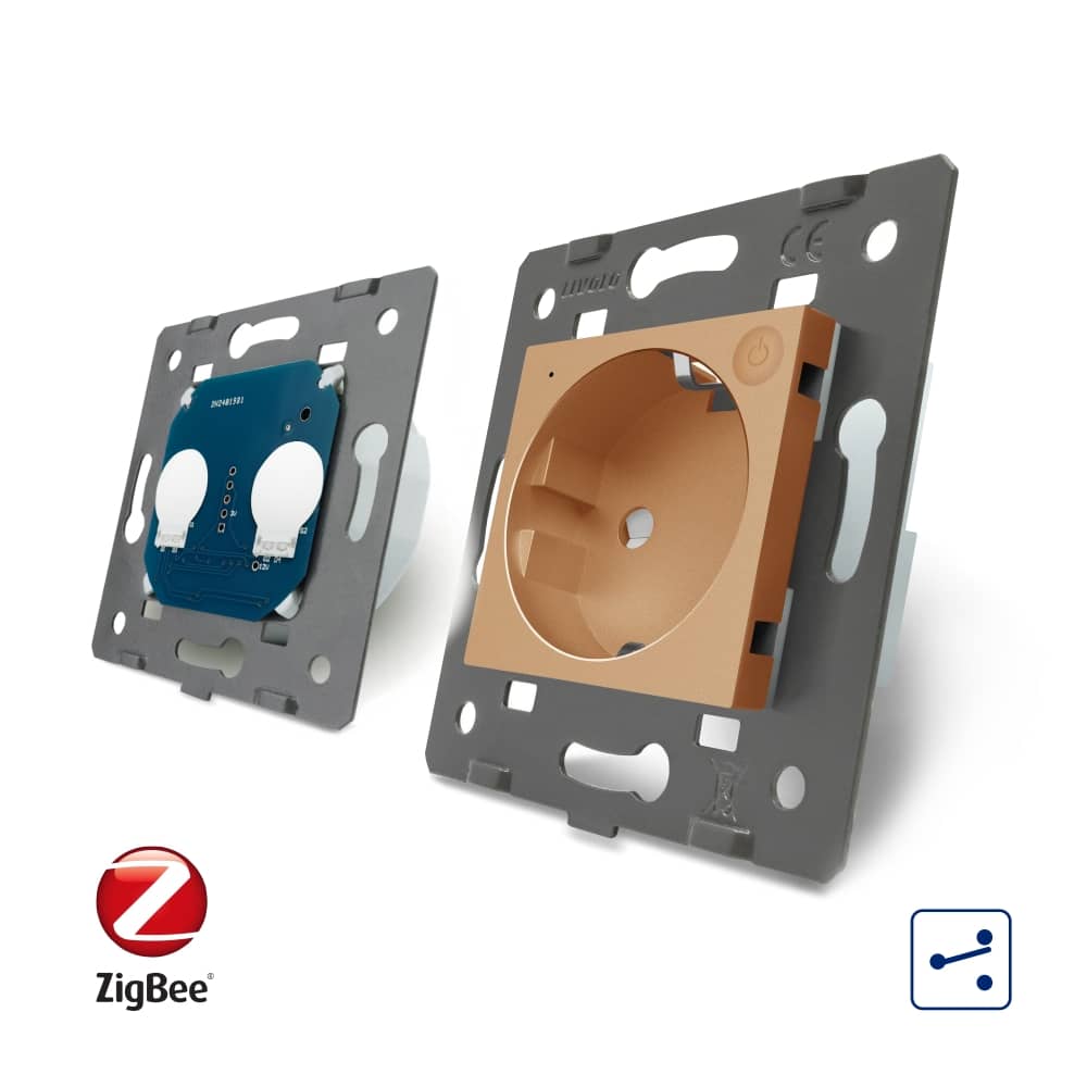 Intrerupator dublu cap scara / cap cruce, ZigBee + priza simpla Livolo ZigBee, rama din sticla, Control de pe telefon — imaginea 4