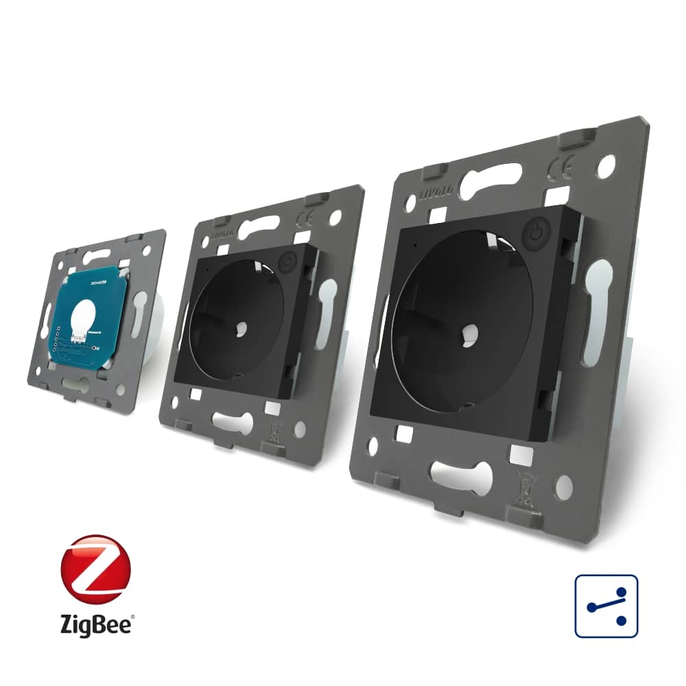 Intrerupator LIVOLO simplu ZigBee cap scara / cap cruce cu touch si 2 prize ZigBee din sticla, Control de pe telefon — imaginea 4
